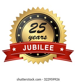 Golden Jubilee Medallion With Red Banner For 25 Years