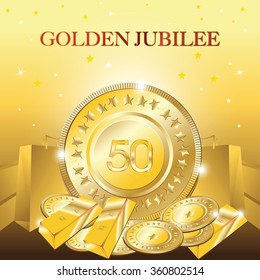golden jubilee, vector golden bars
 svg