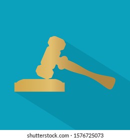 golden judge's gavel icon- vector illustration