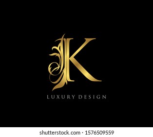 Golden K Luxury Logo Icon, Classy Letter Logo Design.