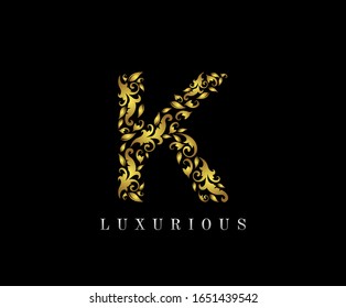 Golden K Luxury Logo Icon, Elegant K Letter Logo Design.