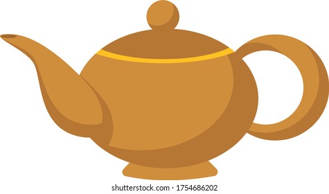 Golden kettle, illustration, vector on white background