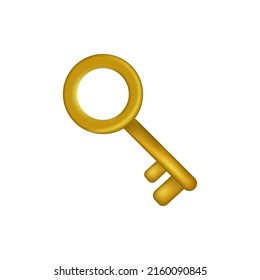 Golden Key. 3D Isolated Item. Vector illustration