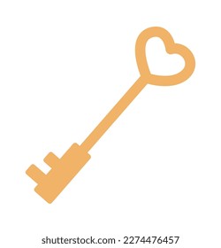Goldene Schlüsselflache Symbol Magische Künste. Vektorgrafik