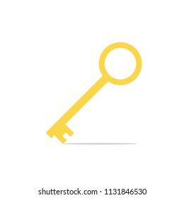 Golden key flat icon. Vector illustration.