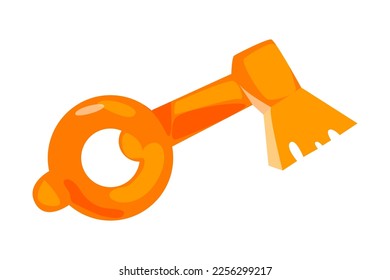Golden Key as Game Object Closeup Vector Illustration svg