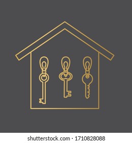 Golden Key Hanger Icon- Vector Illustration