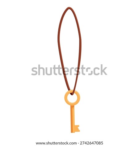 Golden key hanging on a brown string, symbolizing access, security, and mystery