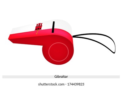 A Golden Key Hanging with Three Tower on A White Field and Red Stripe of The Principality of Monaco Flag on A Whistle, The Sport Concept and Political Symbol. 