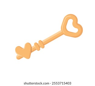 The golden key. The key to the heart. Illustration for Valentine's Day