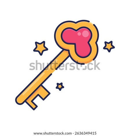 A golden key with a heart shape symbolizing opportunity, success, love for what you do, and unlocking potential.