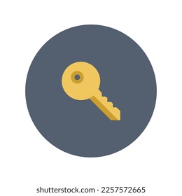 Golden key icon, Flat vector illustration for web and mobile interface, EPS 10