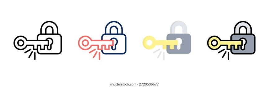 Golden Key icon set multiple style collection