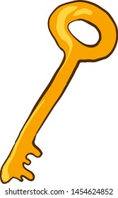 Golden key, illustration, vector on white background.