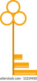 Golden key, illustration, vector on white background.