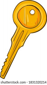 Golden key, illustration, vector on white background