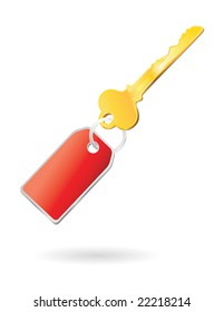 golden key with keychange in red