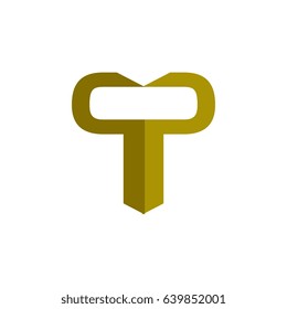 Golden Key Letter T design vector