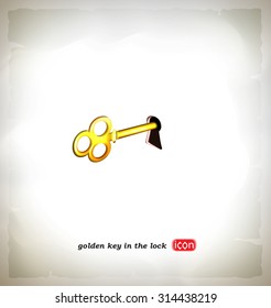 golden key in the lock