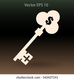 the golden key to the money vector illustration