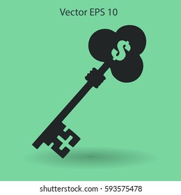 the golden key to the money vector illustration