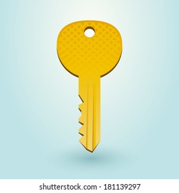 Golden key on a blue background