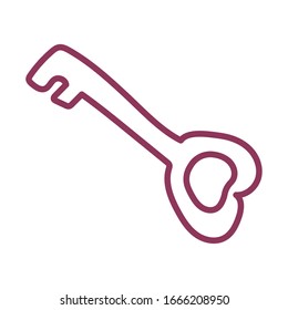golden key on white background, line style icon vector illustration design
