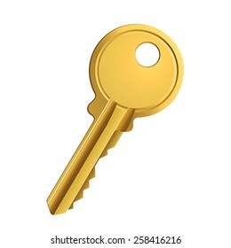 golden key on white background