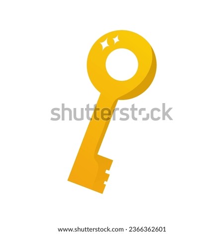 A golden key on a white background. Game icon. vector