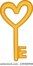 Golden Key. Romantic Design. Vector Illustration for Valentines Day