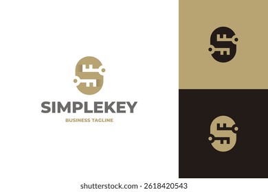 golden key s letter logo vector