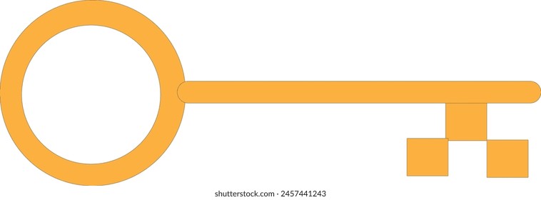 Golden key shape design illustration
