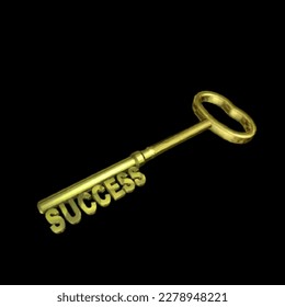golden key to success vector illustration isolated on black