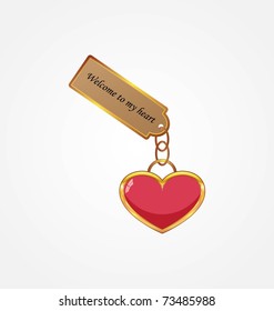 Golden key with tag