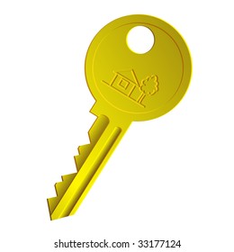 Golden key.  Vector illustration.