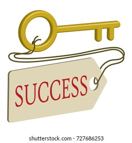 golden key with word success on tag 