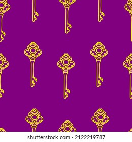 Golden keys on a purple background