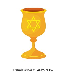 Golden Kiddush cup with Star of David design Vector