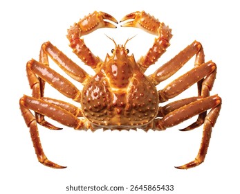Golden King Crab Isolated on White Background – Spiny Marine Crustacean with Hard Shell