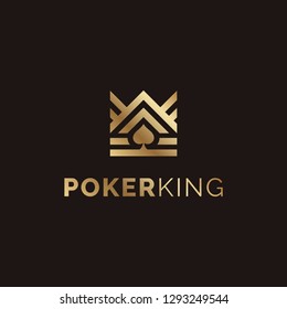 Golden King Crown with Ace Spade for Game Card or Casino Poker Club logo design