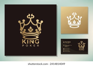 Golden King Crown for Game Card or Casino Poker Club logo 