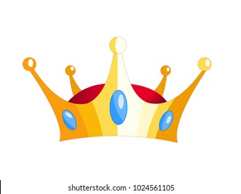 Golden King Crown with Gemstones  Vector Image