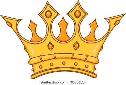 Golden king crown. Hand drawn vector stock illustration. Black and white whiteboard drawing.