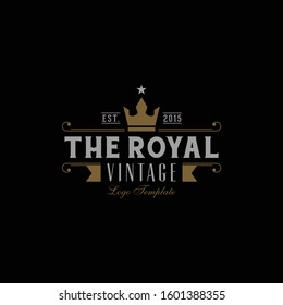Golden King Crown Premium Royal Vintage Retro Classic Luxury Label logo design