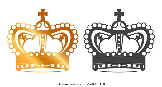 golden king crown vector and cool silhouette and suitable for logo or symbol design