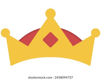Ilustración de Vector plano de corona de rey dorado aislado sobre fondo blanco.