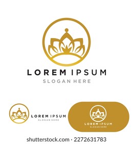 Golden king crown vector logo
