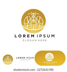 Golden king crown vector logo