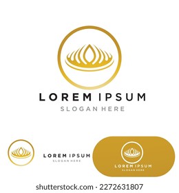 Golden king crown vector logo