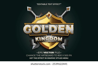 Golden kingdom text effect editable vector 3d for game 